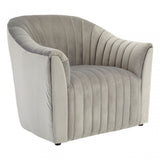 Opel Grey Velvet Armchair, Foam, Wood, Grey