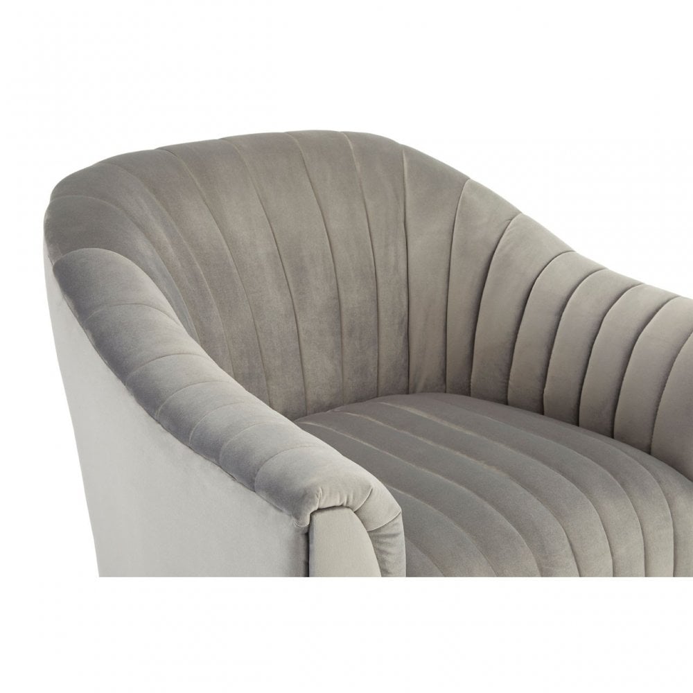Opel Grey Velvet Armchair, Foam, Wood, Grey