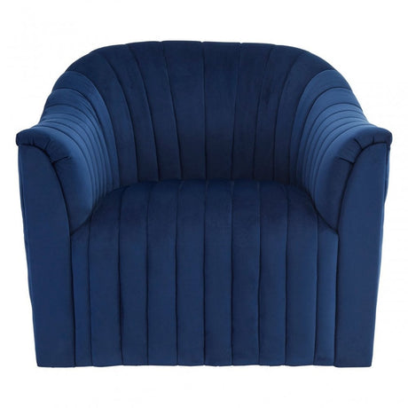 Opel Deep Blue Velvet Armchair, Foam, Wood