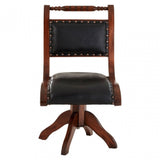 Toby Genuine Black Leather Swivel Chair, Leather, Teak, Black