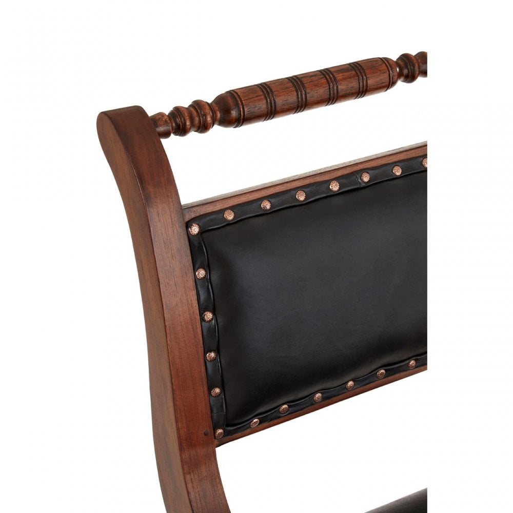 Toby Genuine Black Leather Swivel Chair, Leather, Teak, Black