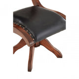 Toby Genuine Black Leather Swivel Chair, Leather, Teak, Black
