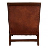 Toby Chair with Footstool, Leather, Teak, Brown