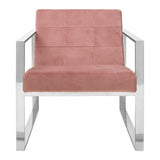 Chiqui Pink Velvet Cocktail Chair, Stainless Steel, Pink