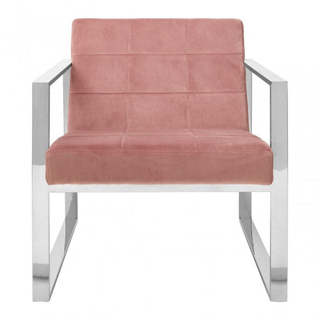 Chiqui Pink Velvet Cocktail Chair, Stainless Steel, Pink