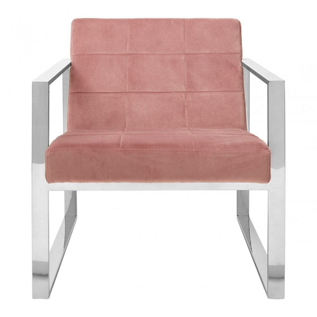 Chiqui Pink Velvet Cocktail Chair, Stainless Steel, Pink