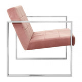 Chiqui Pink Velvet Cocktail Chair, Stainless Steel, Pink
