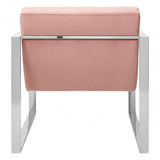 Chiqui Pink Velvet Cocktail Chair, Stainless Steel, Pink