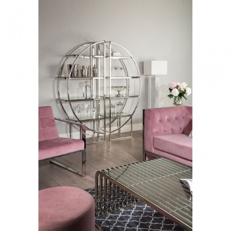 Chiqui Pink Velvet Cocktail Chair, Stainless Steel, Pink