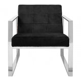 Chiqui Black Velvet Cocktail Chair, Stainless Steel, Black