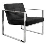 Chiqui Black Velvet Cocktail Chair, Stainless Steel, Black