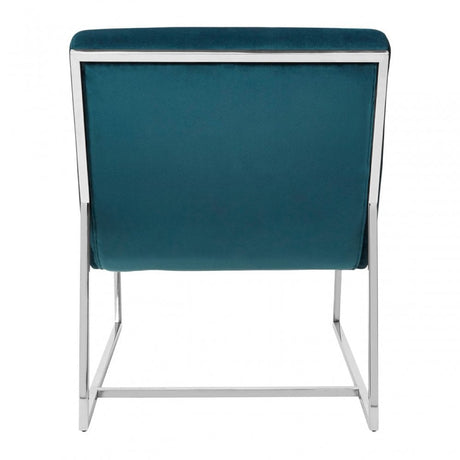 Chiqui Teal Velvet Curved Cocktail Chair, Stainless Steel, Teal