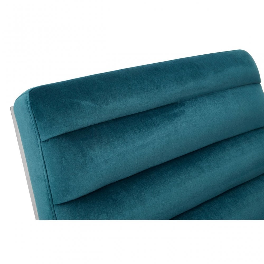 Chiqui Teal Velvet Curved Cocktail Chair, Stainless Steel, Teal
