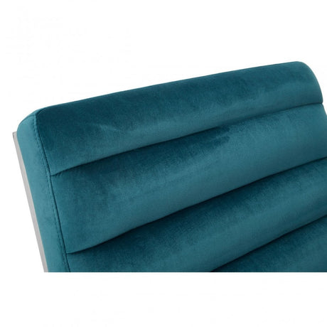 Chiqui Teal Velvet Curved Cocktail Chair, Stainless Steel, Teal