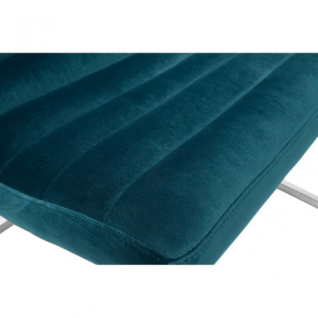 Chiqui Teal Velvet Curved Cocktail Chair, Stainless Steel, Teal