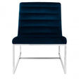 Chiqui Midnight Velvet Cocktail Chair, Stainless Steel, Blue