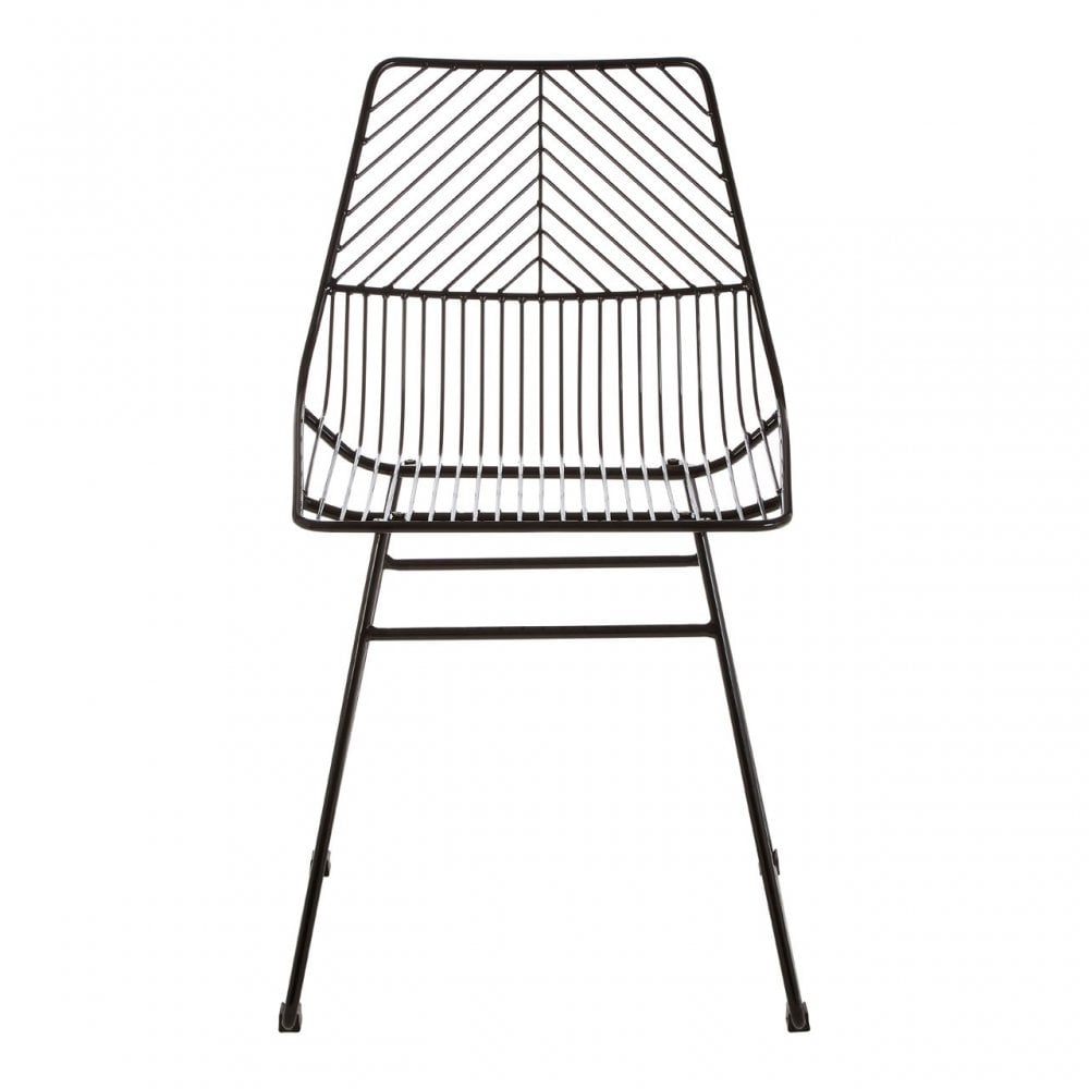 District Small Black Metal Wire Chair, Metal, Black