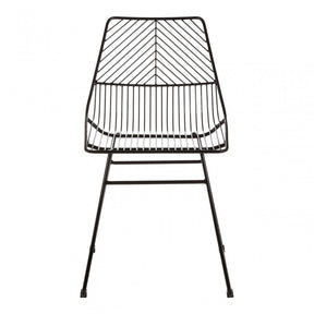 District Small Black Metal Wire Chair, Metal, Black