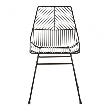 District Small Black Metal Wire Chair, Metal, Black