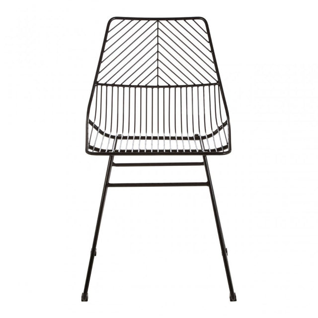 District Small Black Metal Wire Chair, Metal, Black