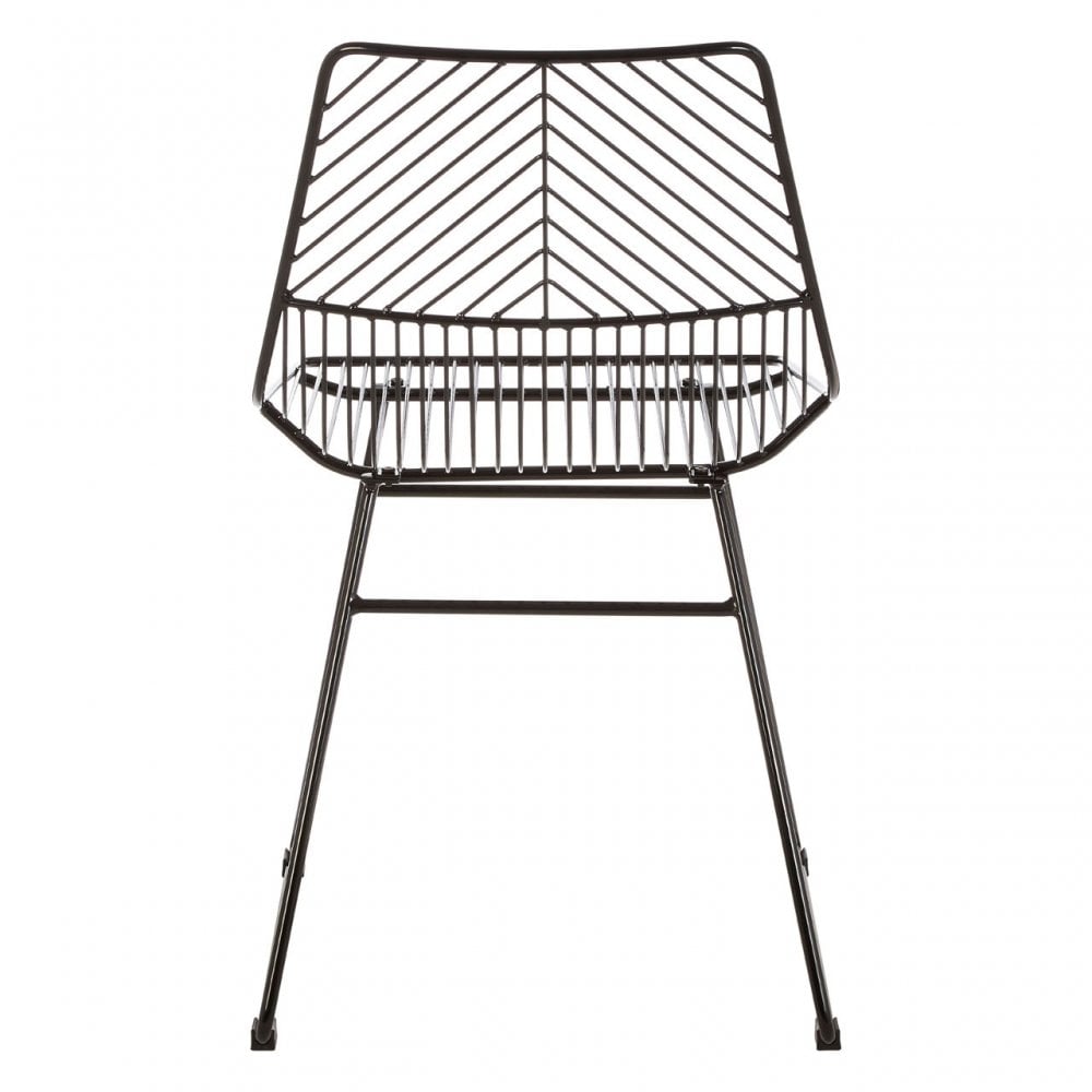 District Small Black Metal Wire Chair, Metal, Black
