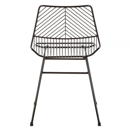 District Small Black Metal Wire Chair, Metal, Black