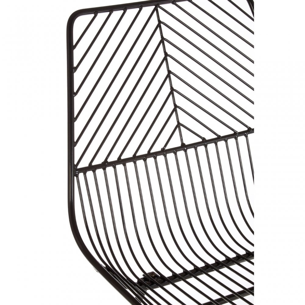 District Small Black Metal Wire Chair, Metal, Black