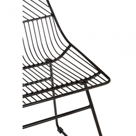 District Small Black Metal Wire Chair, Metal, Black