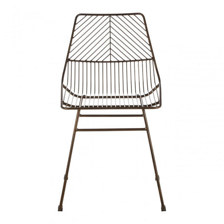 District Bronze Metal Wire Tapered Wire Chair, Metal, Bronze
