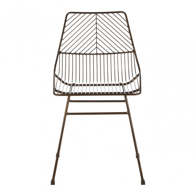 District Bronze Metal Wire Tapered Wire Chair, Metal, Bronze