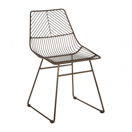 District Bronze Metal Wire Tapered Wire Chair, Metal, Bronze