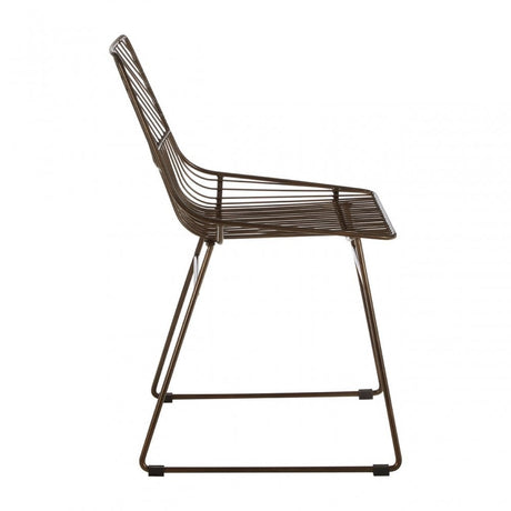District Bronze Metal Wire Tapered Wire Chair, Metal, Bronze