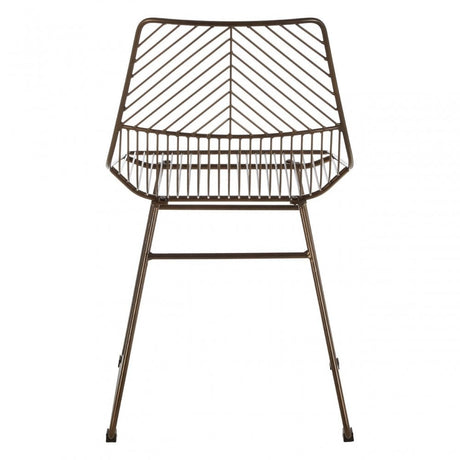 District Bronze Metal Wire Tapered Wire Chair, Metal, Bronze