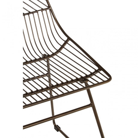 District Bronze Metal Wire Tapered Wire Chair, Metal, Bronze