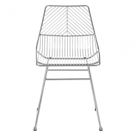 Brock Chrome Metal Tapered Wire Chair, Chromed Metal, Silver