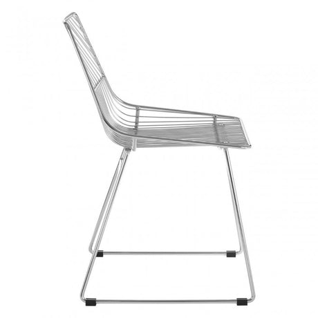 Brock Chrome Metal Tapered Wire Chair, Chromed Metal, Silver