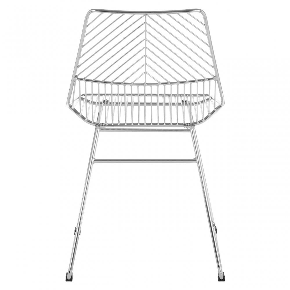 Brock Chrome Metal Tapered Wire Chair, Chromed Metal, Silver