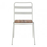 Brock White Metal and Elm Wood Chair, Metal, White