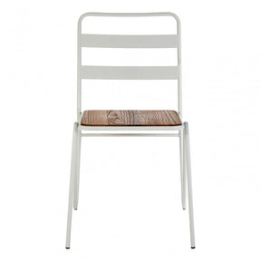 Brock White Metal and Elm Wood Chair, Metal, White