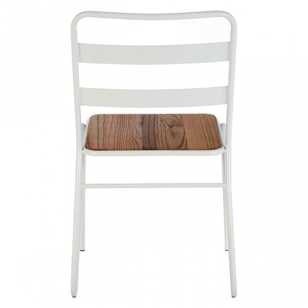 Brock White Metal and Elm Wood Chair, Metal, White