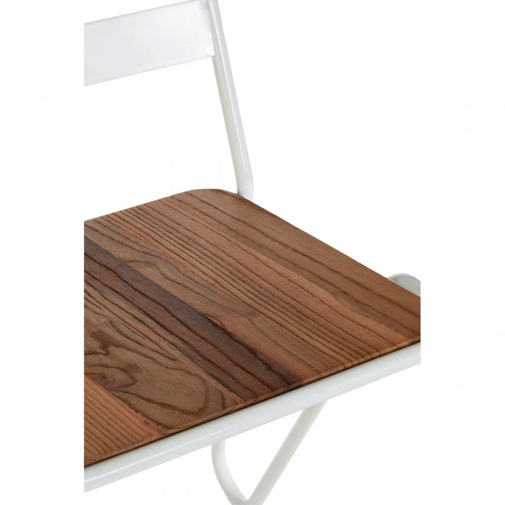 Brock White Metal and Elm Wood Chair, Metal, White