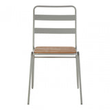 Brock Grey Metal and Elm Wood Chair, Metal, Grey