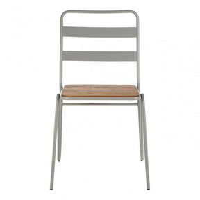 Brock Grey Metal and Elm Wood Chair, Metal, Grey
