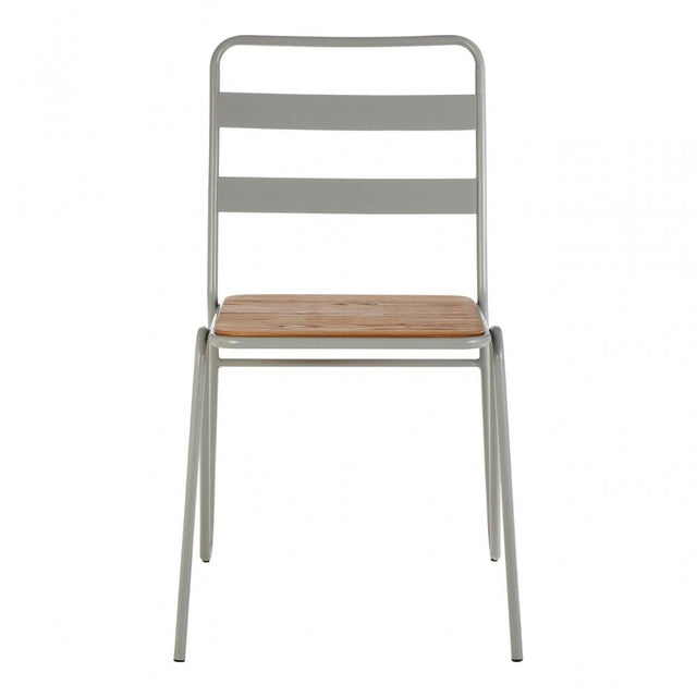 Brock Grey Metal and Elm Wood Chair, Metal, Grey