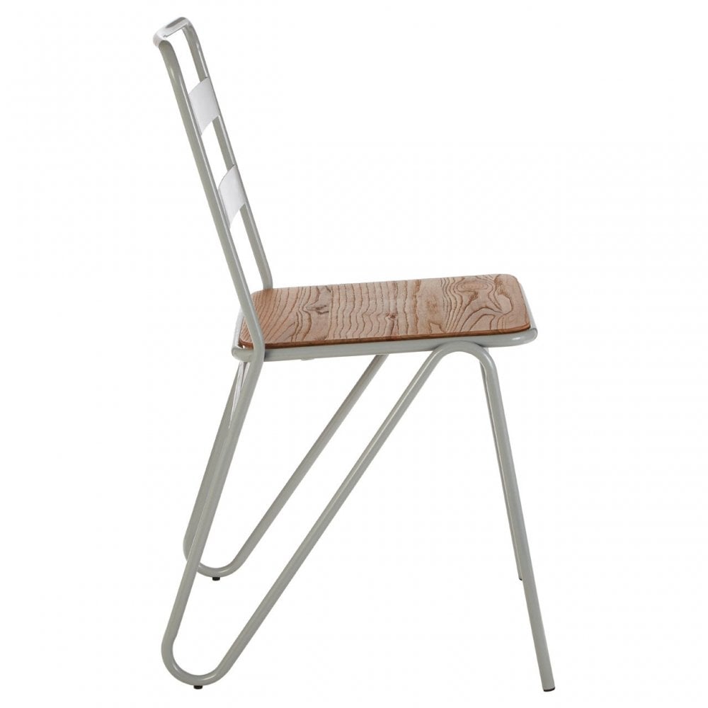 Brock Grey Metal and Elm Wood Chair, Metal, Grey