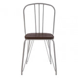 Brock Grey Metal and Elm Wood Chair, Elm Wood, Grey