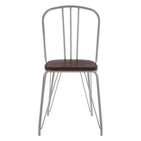 Brock Grey Metal and Elm Wood Chair, Elm Wood, Grey