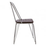 Brock Grey Metal and Elm Wood Chair, Elm Wood, Grey