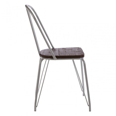 Brock Grey Metal and Elm Wood Chair, Elm Wood, Grey