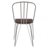 Brock Grey Metal and Elm Wood Chair, Elm Wood, Grey